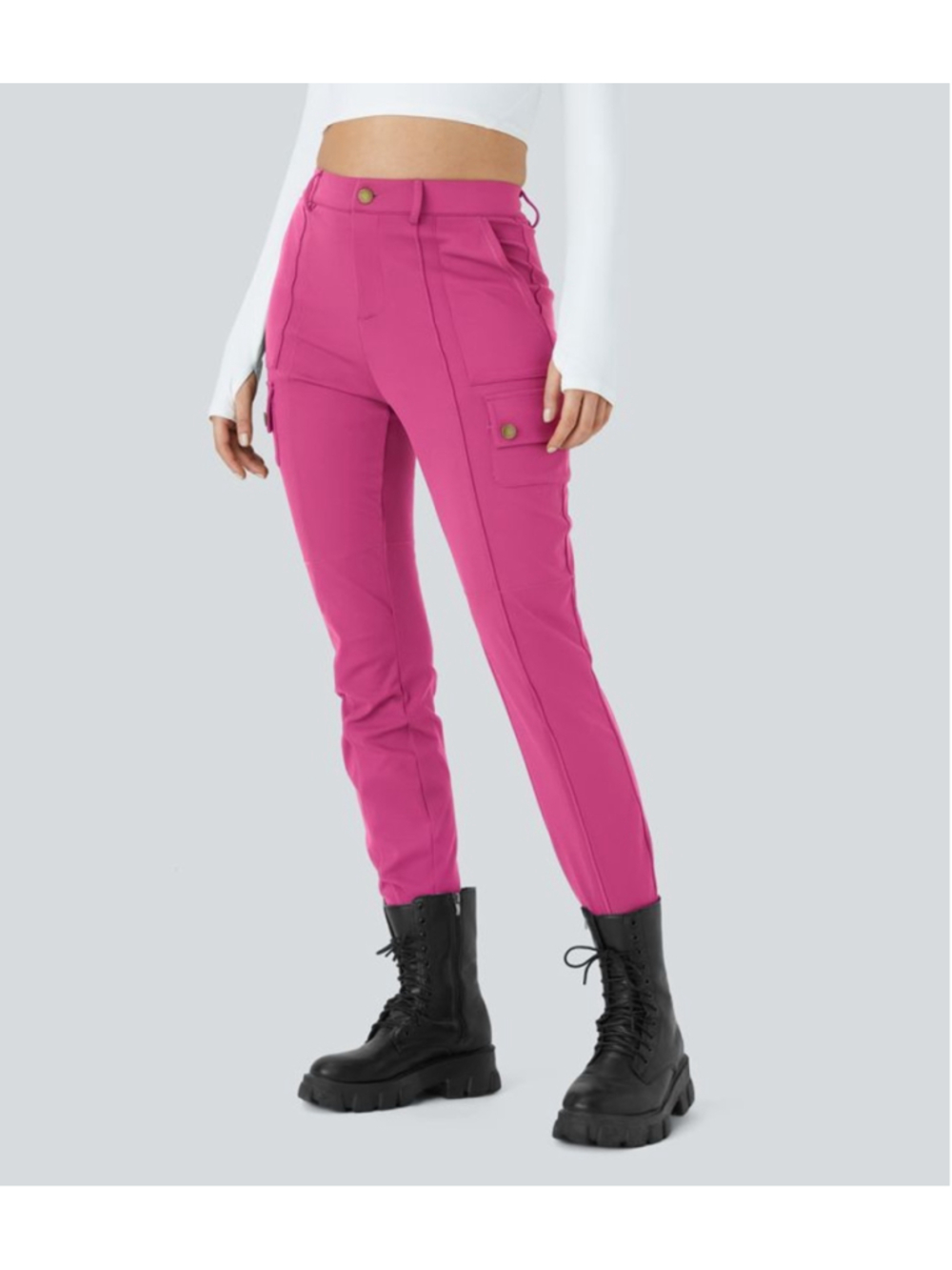 Halara DayStretch High Waisted Zipper Pockets Skinny Cargo Pants Pink XS
